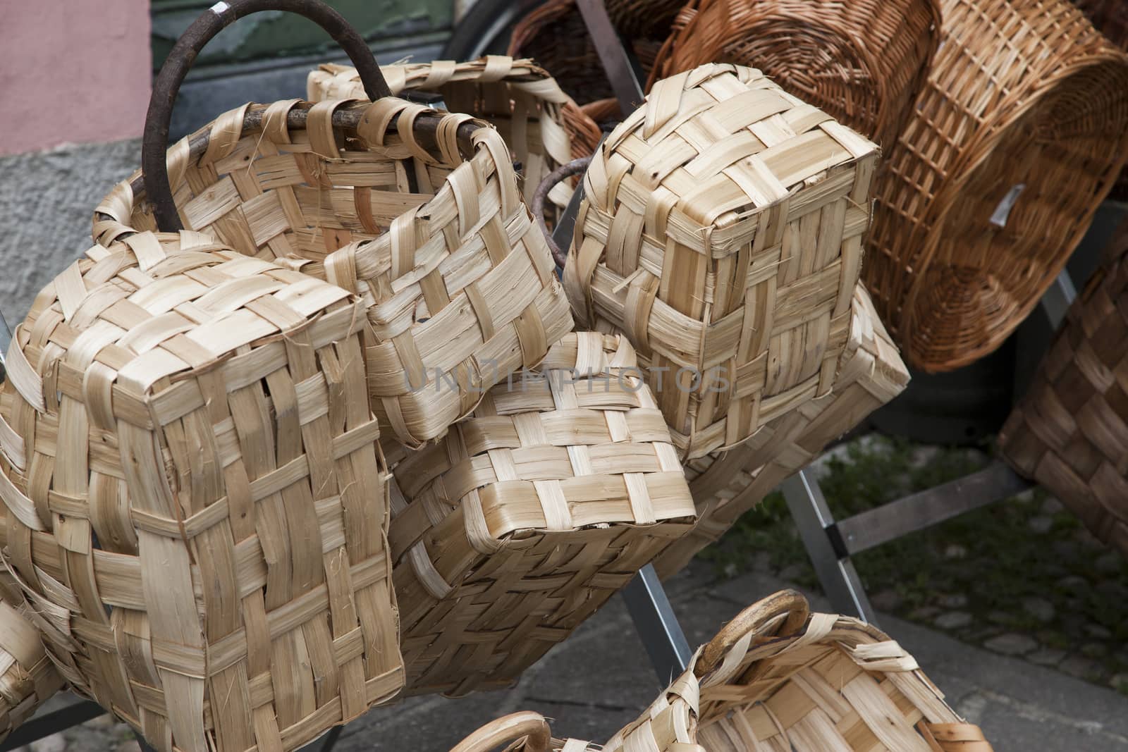 wicker basket, handmade basket in wicker or chestnut wood