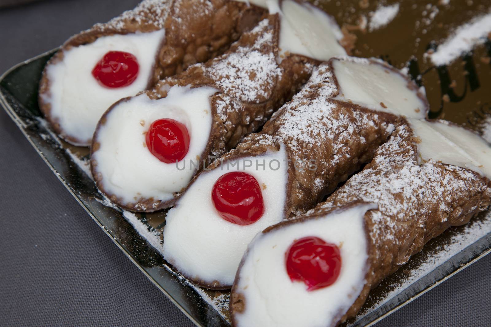 Typical Sicilian (Italy) sweet called cannoli or "cannolo siciliano"