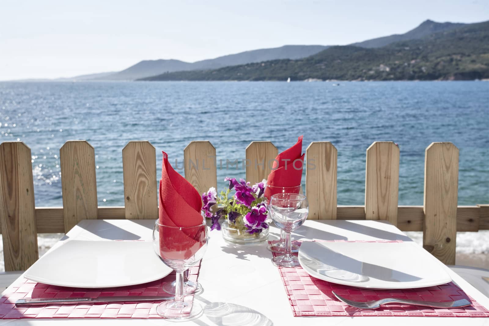 summer dinner on the sea in Corsica with view