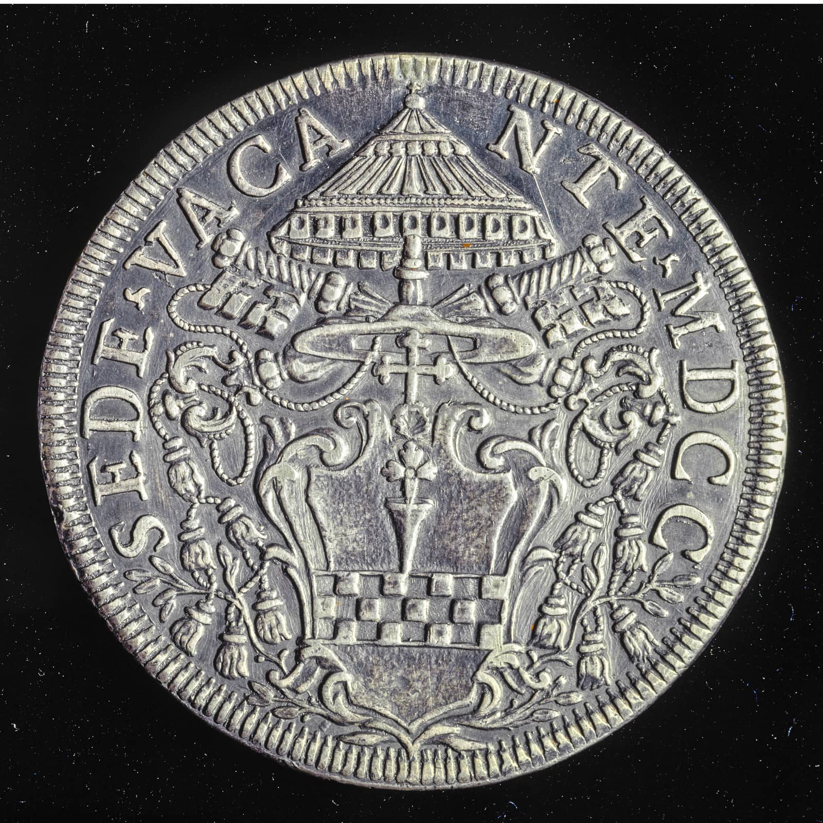 ancient silver coin of republic of genoa italy - scudo side B