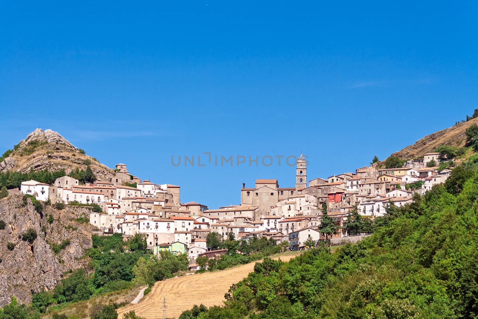 landscape of town on hill