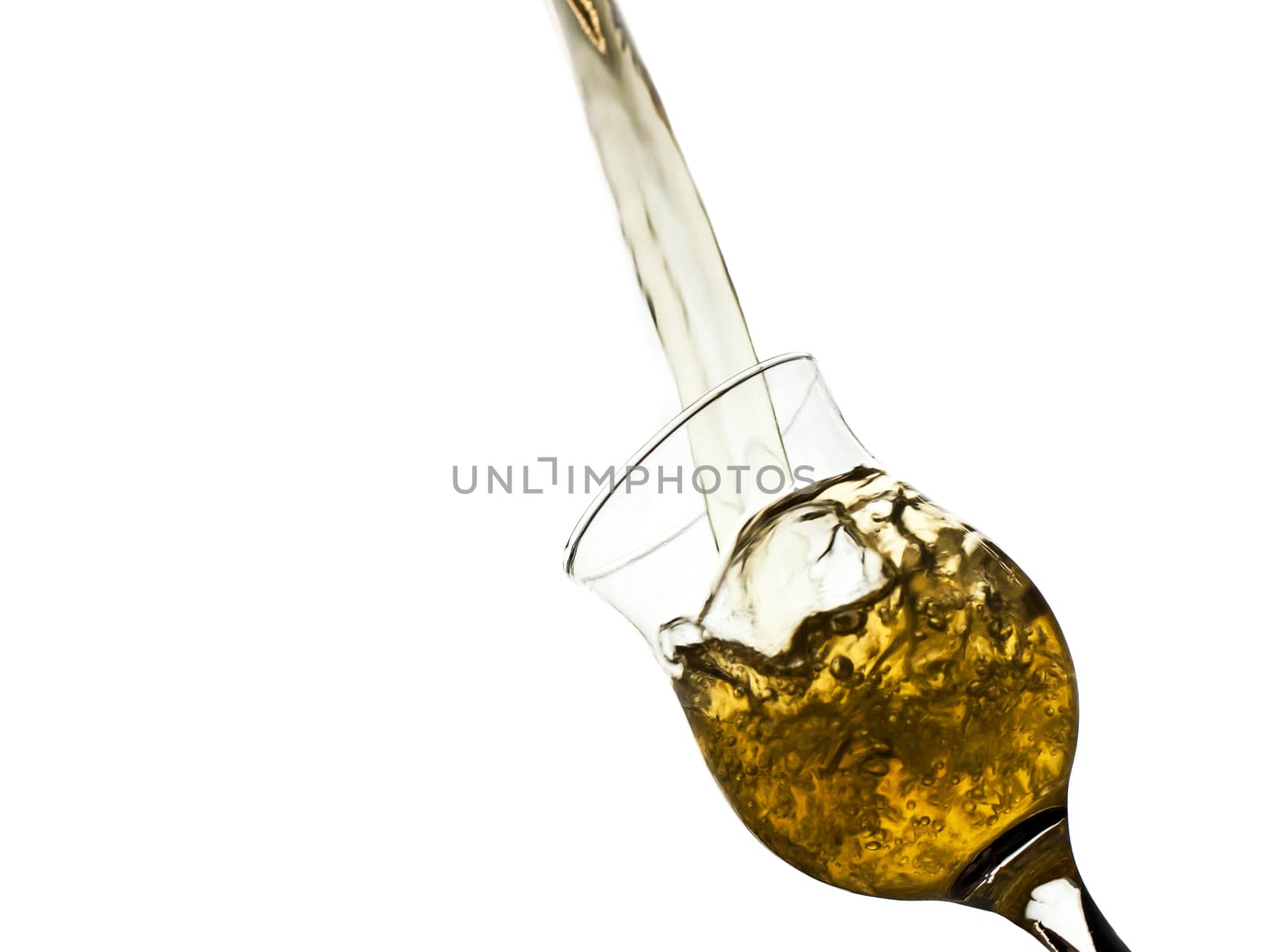 Water splashing from glass isolated on white background,motion blur at water