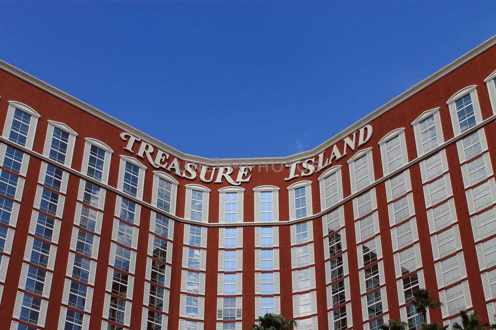 Treasure Island Hotel and Casino sign on the famous Las Vegas Strip.