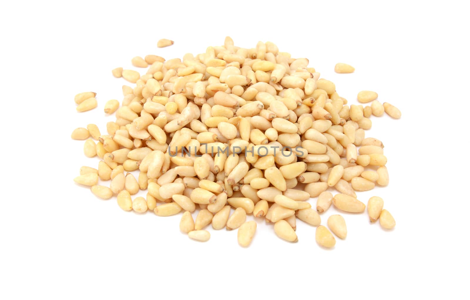 Pine nuts, isolated on a white background