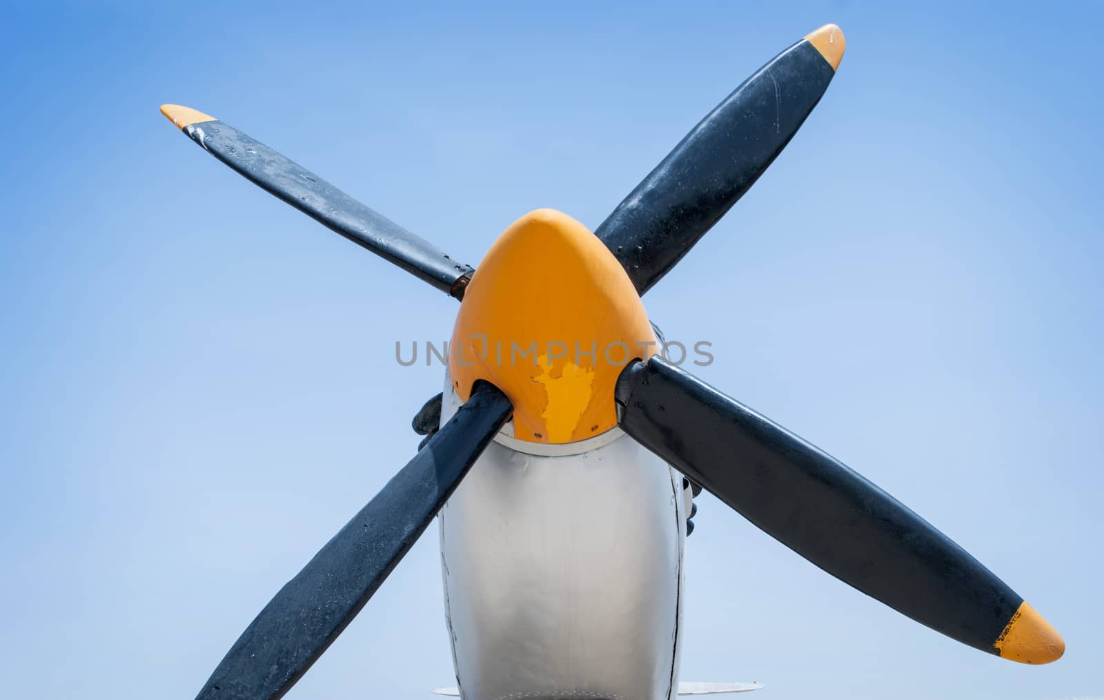 Propeller and engine of vintage airplane by Zhukow