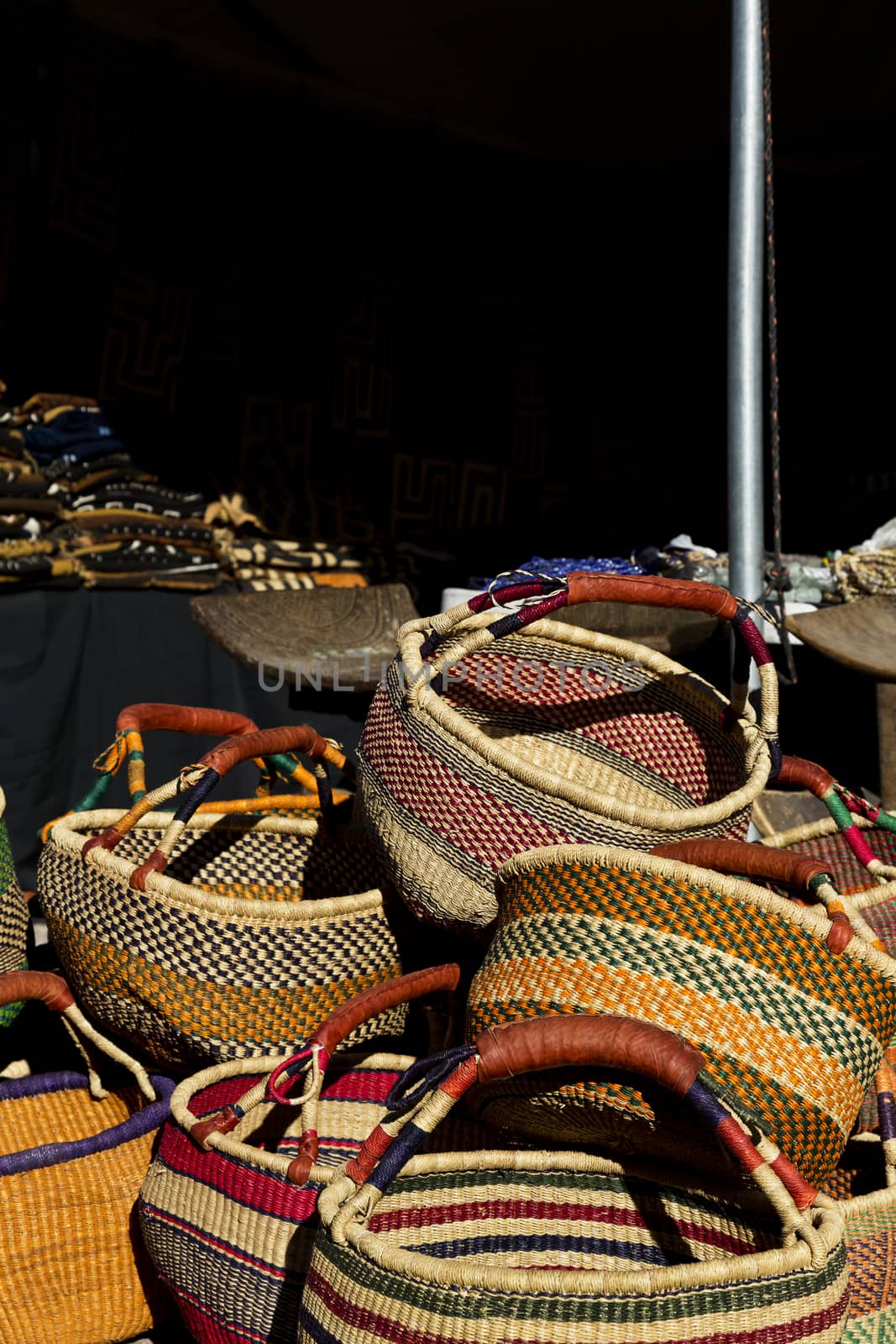 Baskets at African Art Village of Tucson Gem and Mineral Show  by fmcginn