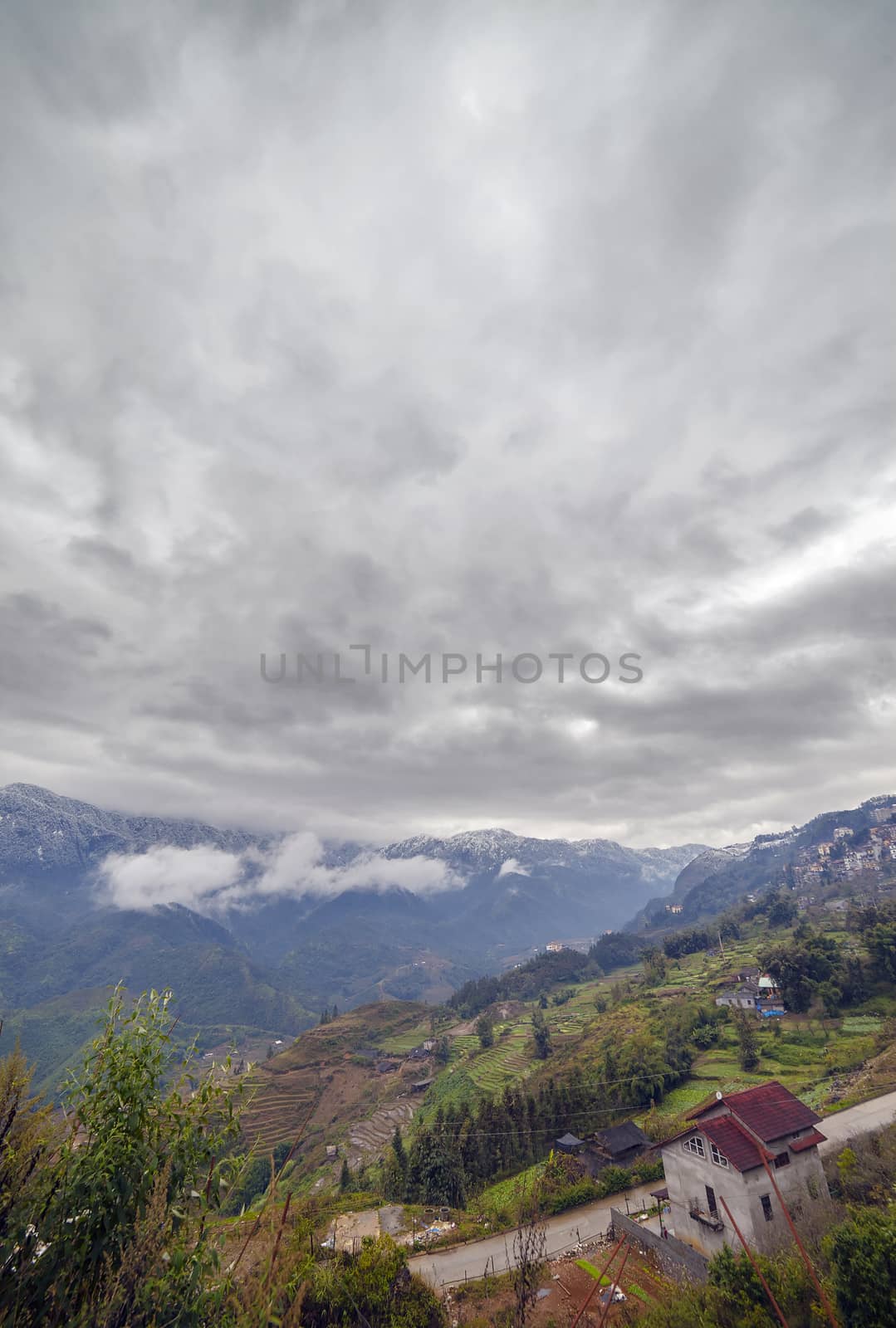 The  Rice field terraces. Sapa Vietnam. Cloudscape