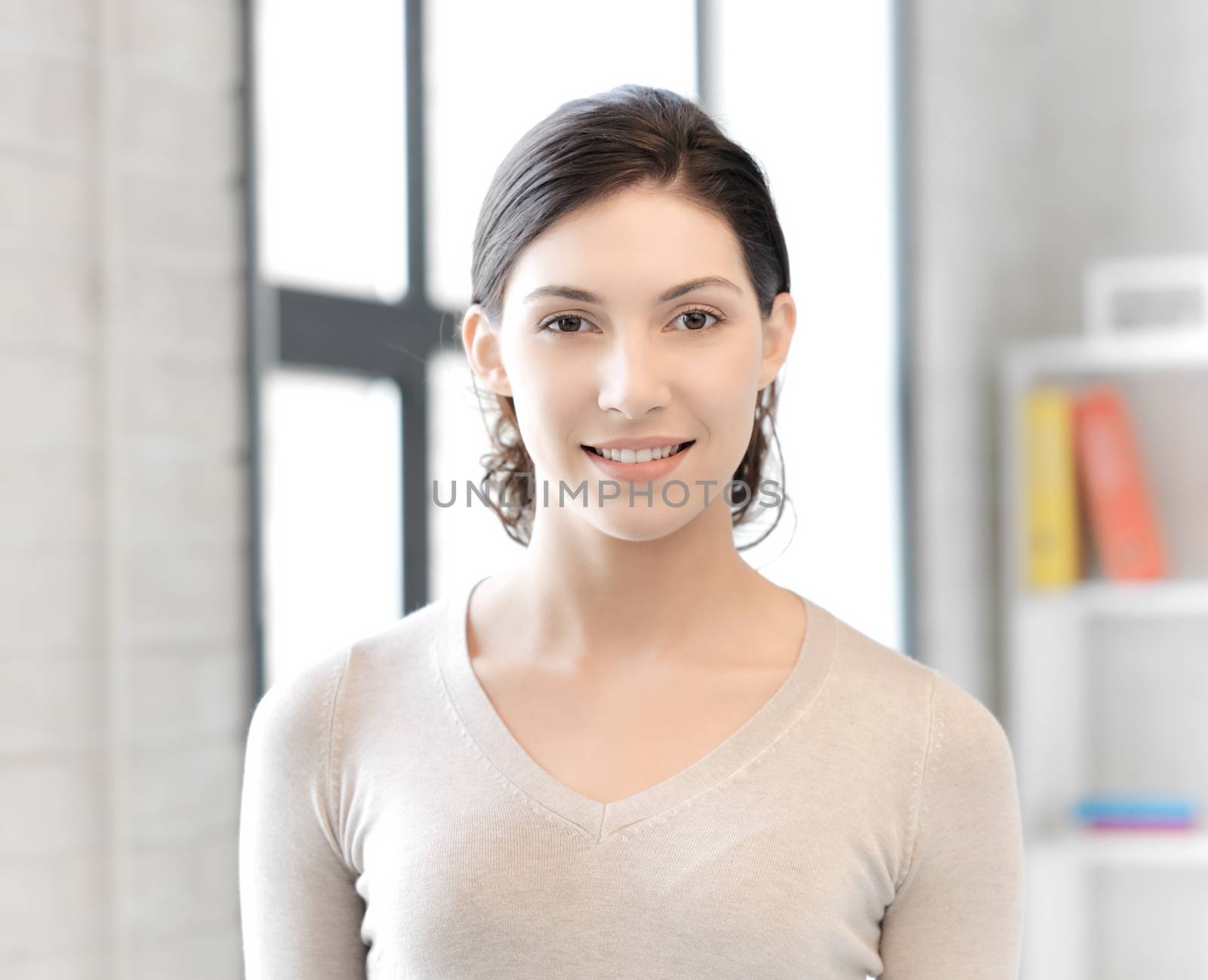 business and education concept - happy and smiling woman