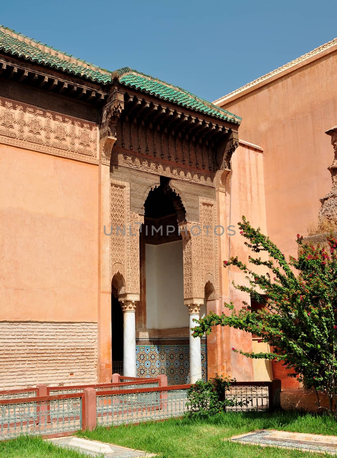 marrakech city morocco saadian tombs archway  landmark architecture