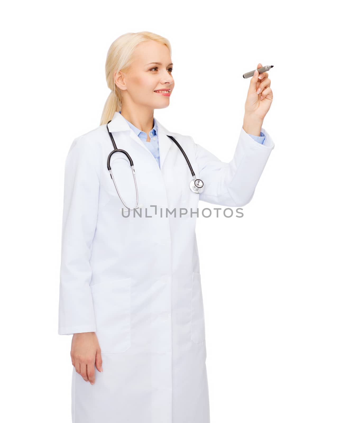 female doctor working with something imaginary by dolgachov