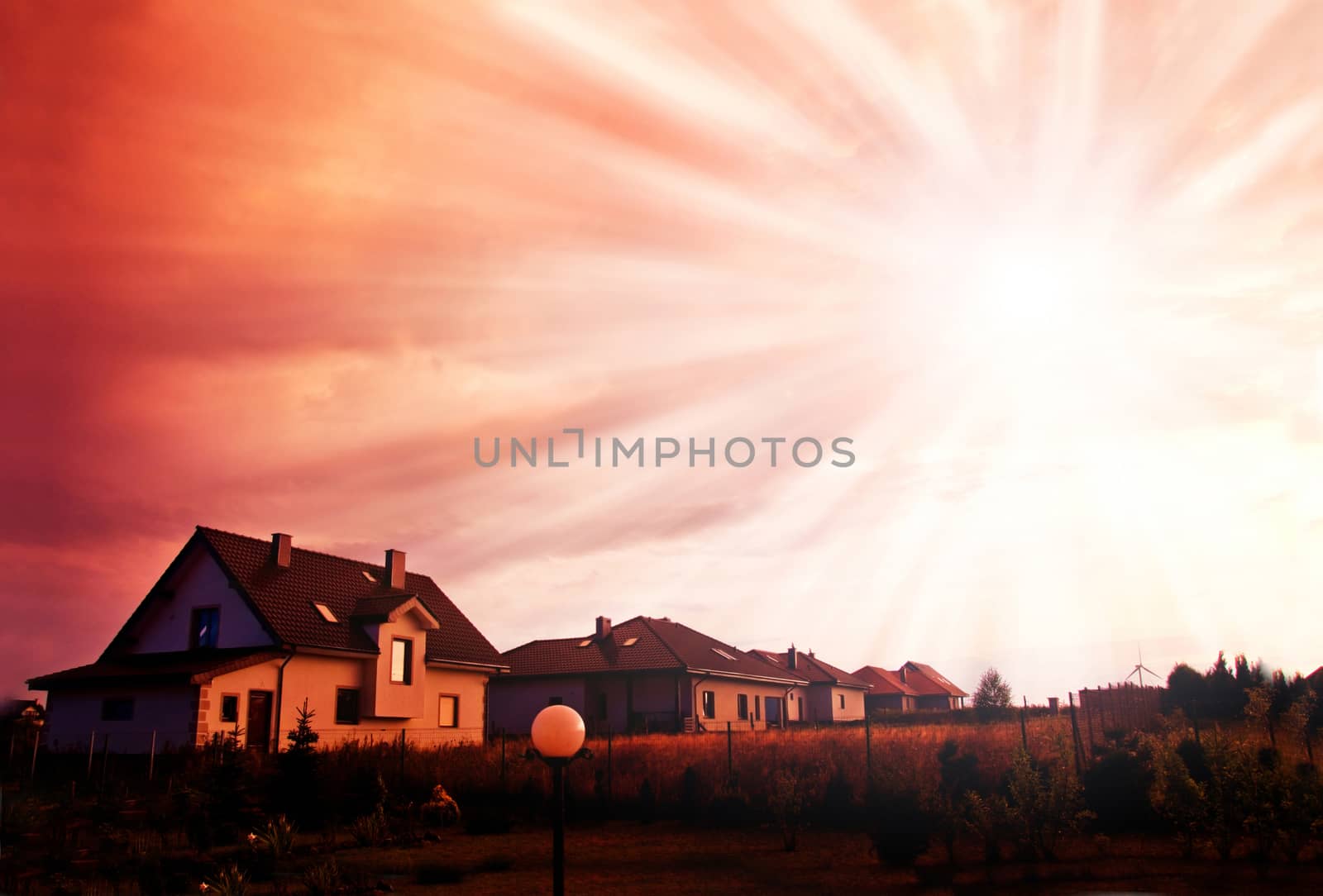 Sunset sky over the houses. by satariel