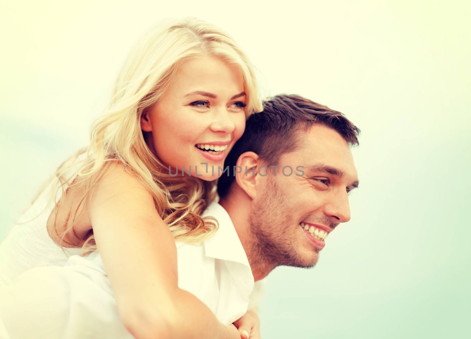 summer holidays, celebration and dating concept - couple at seaside