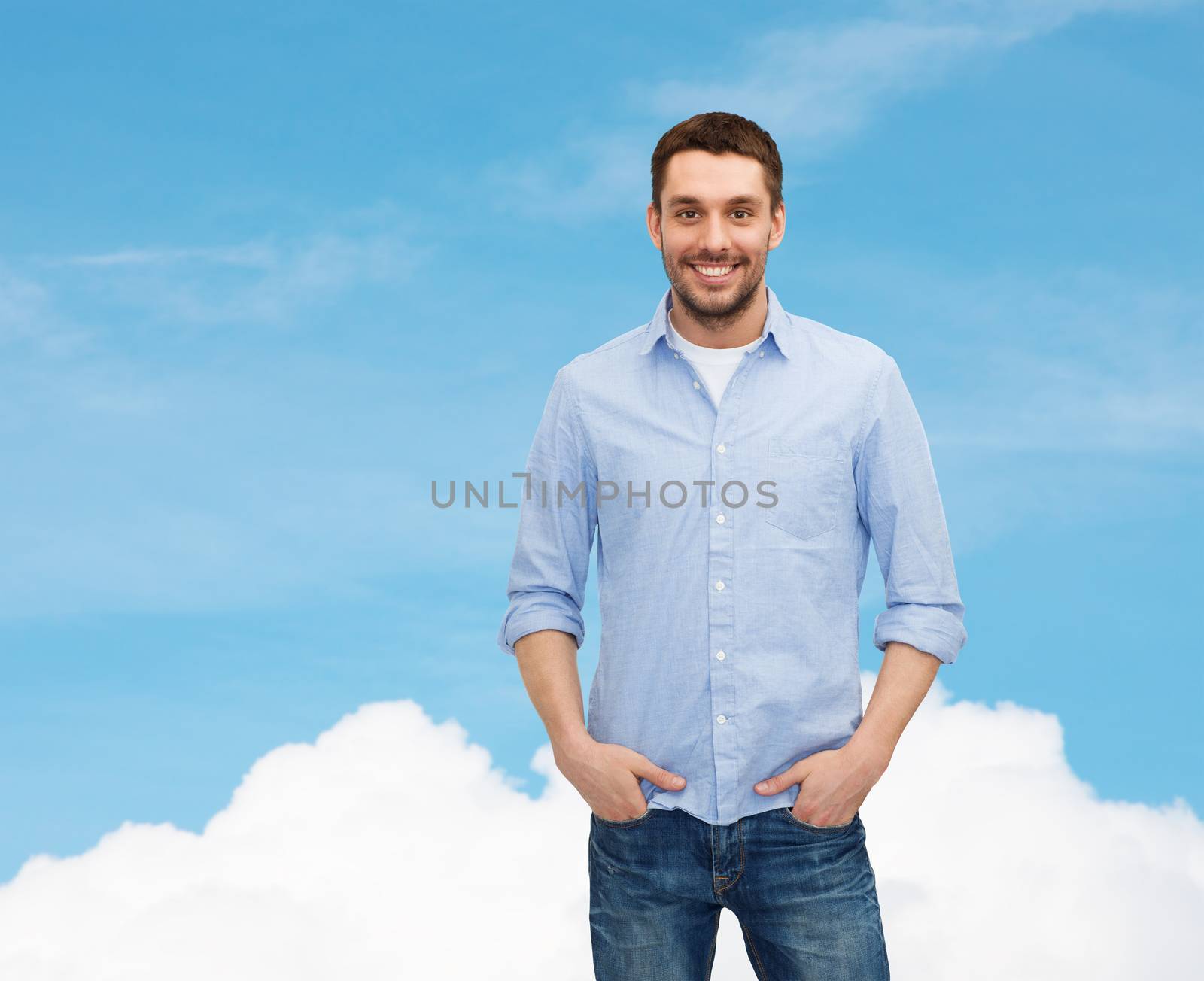 happiness and people concept - smiling man