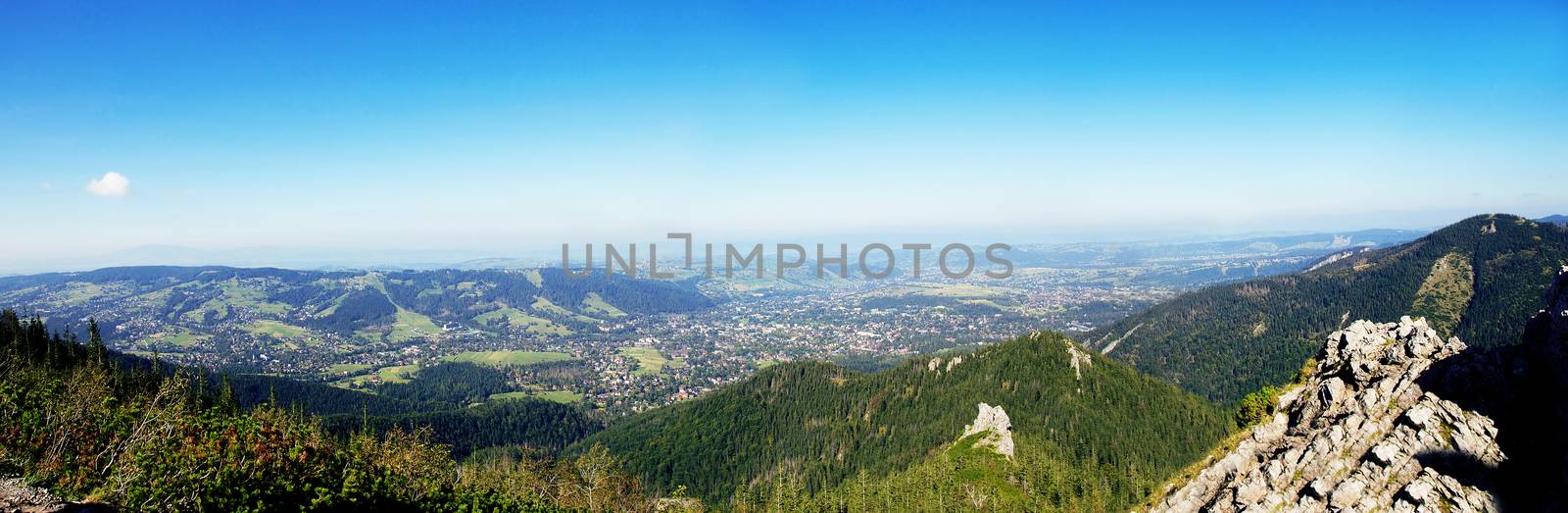 Panorama of Zakopane City in Tatra Mountains, Poland.