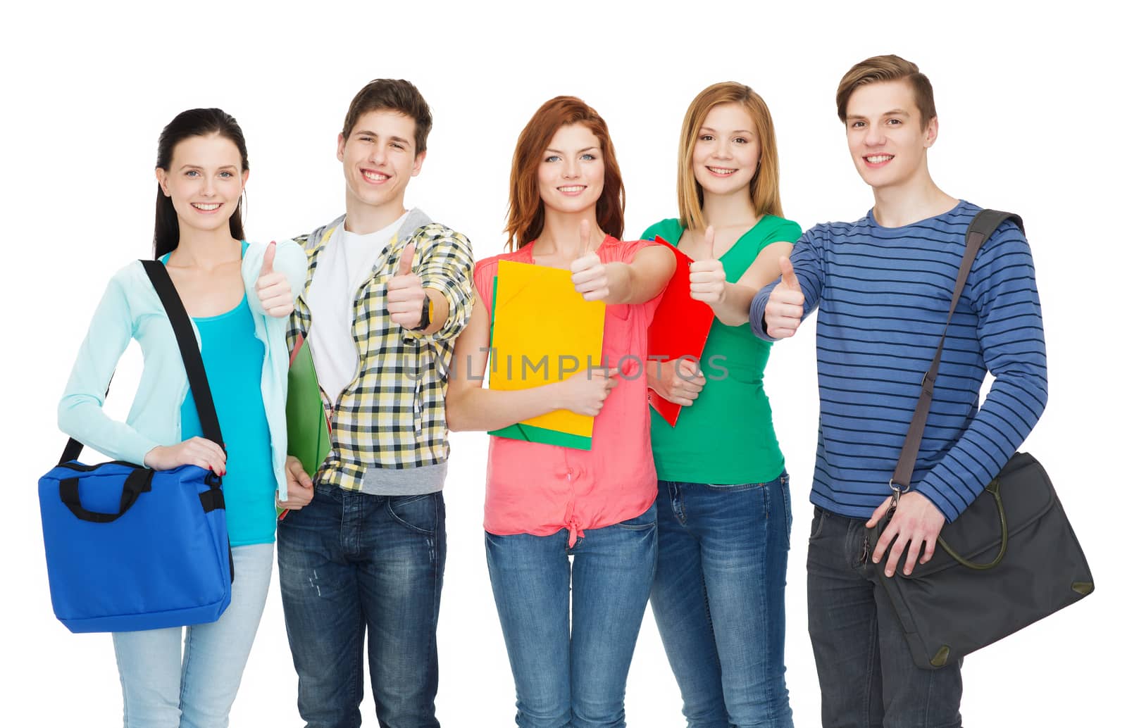 education and people concept - group of smiling students standing