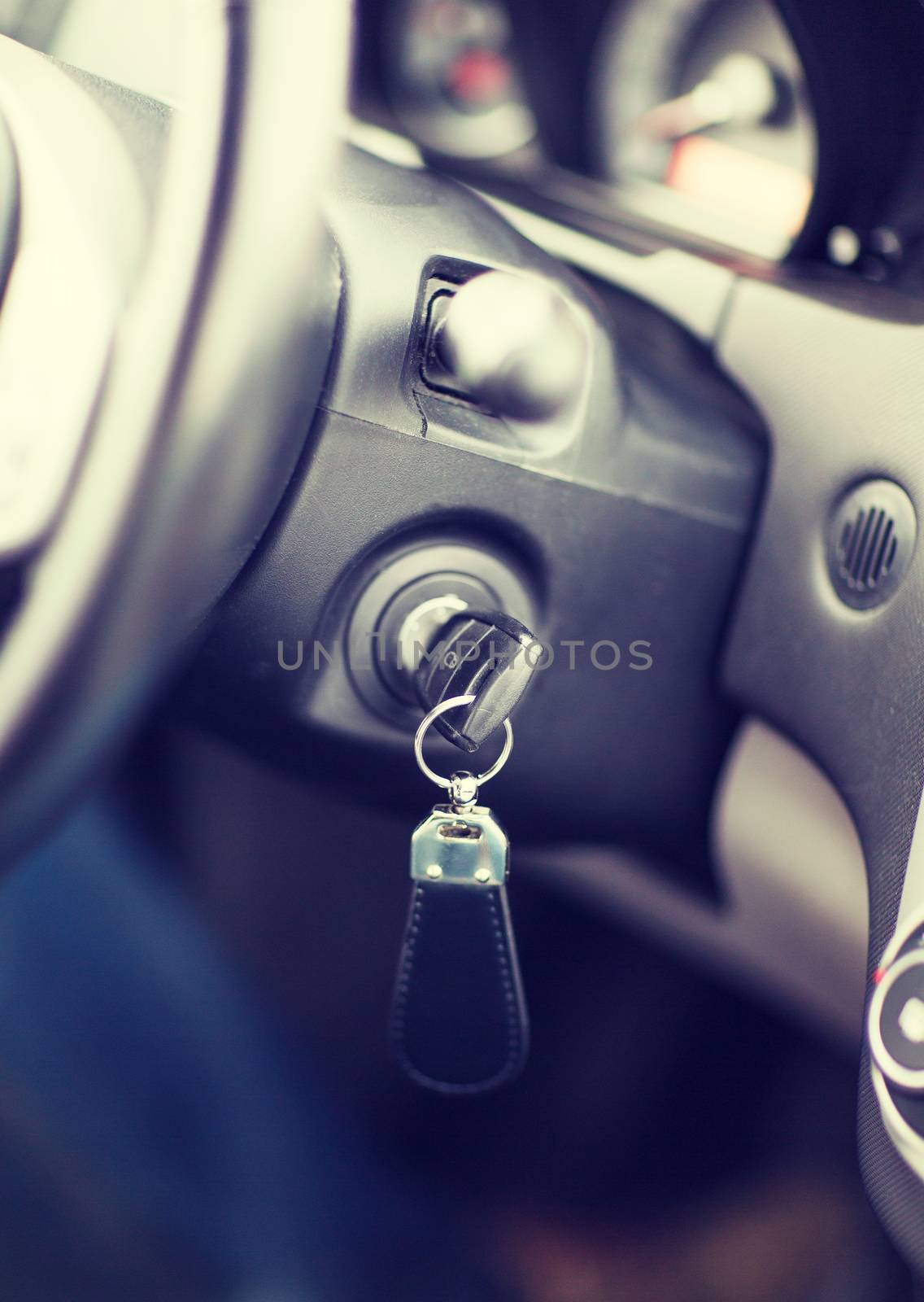 car key in ignition start lock by dolgachov