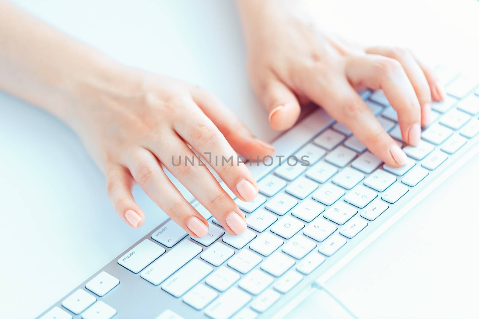 Female hands or woman office worker typing on the keyboard by vlad_star