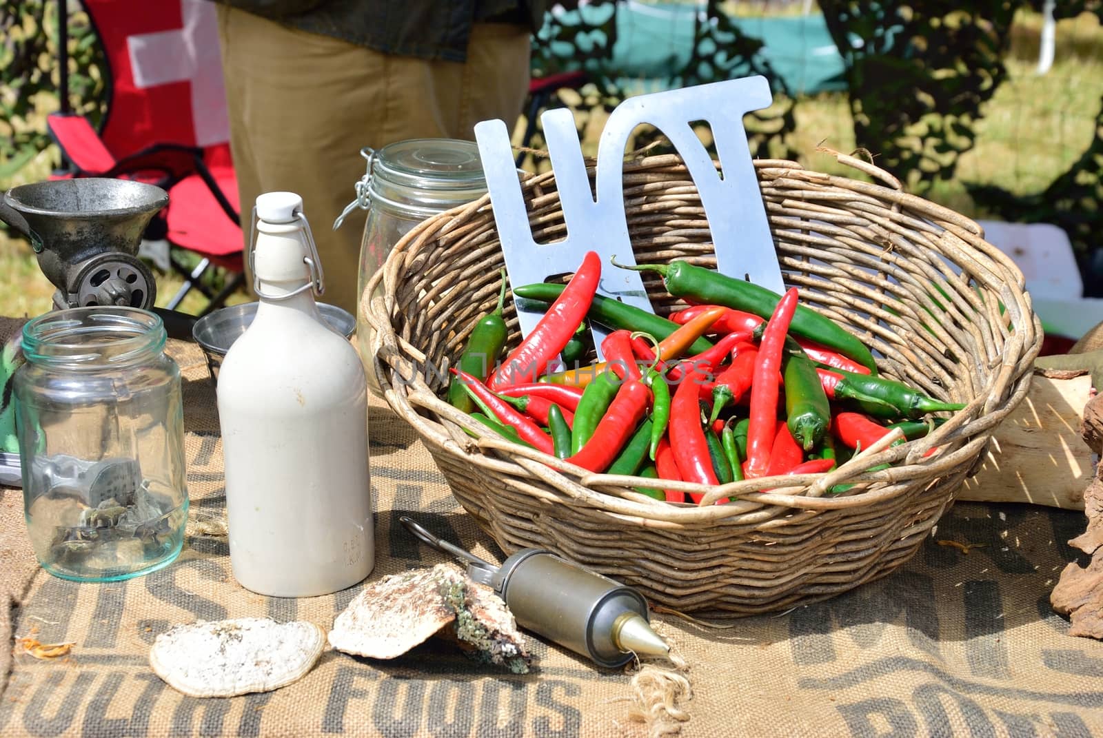 Hot chillies in a basket by pauws99