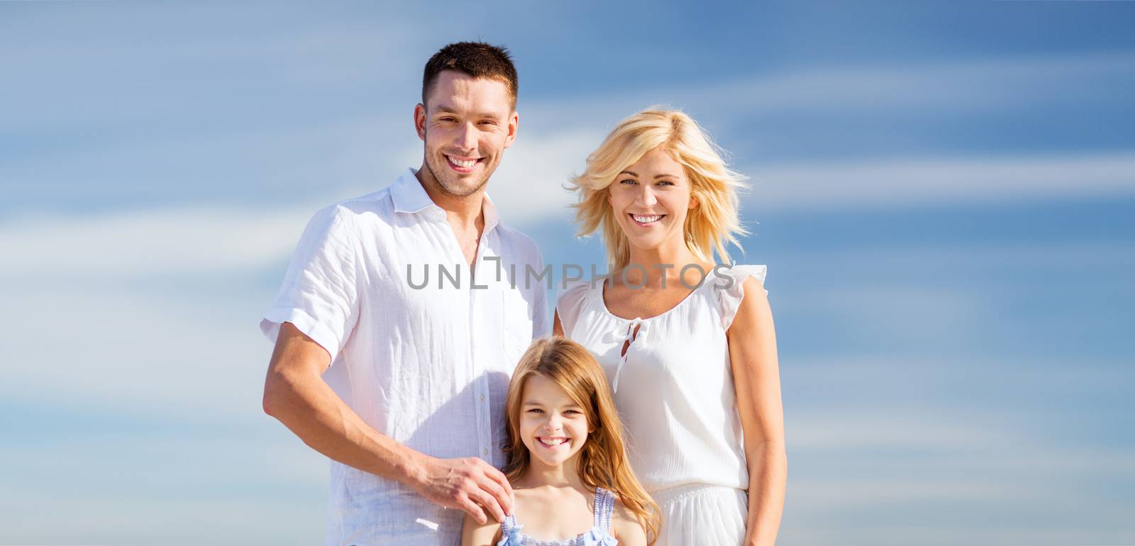 happy family with blue sky by dolgachov
