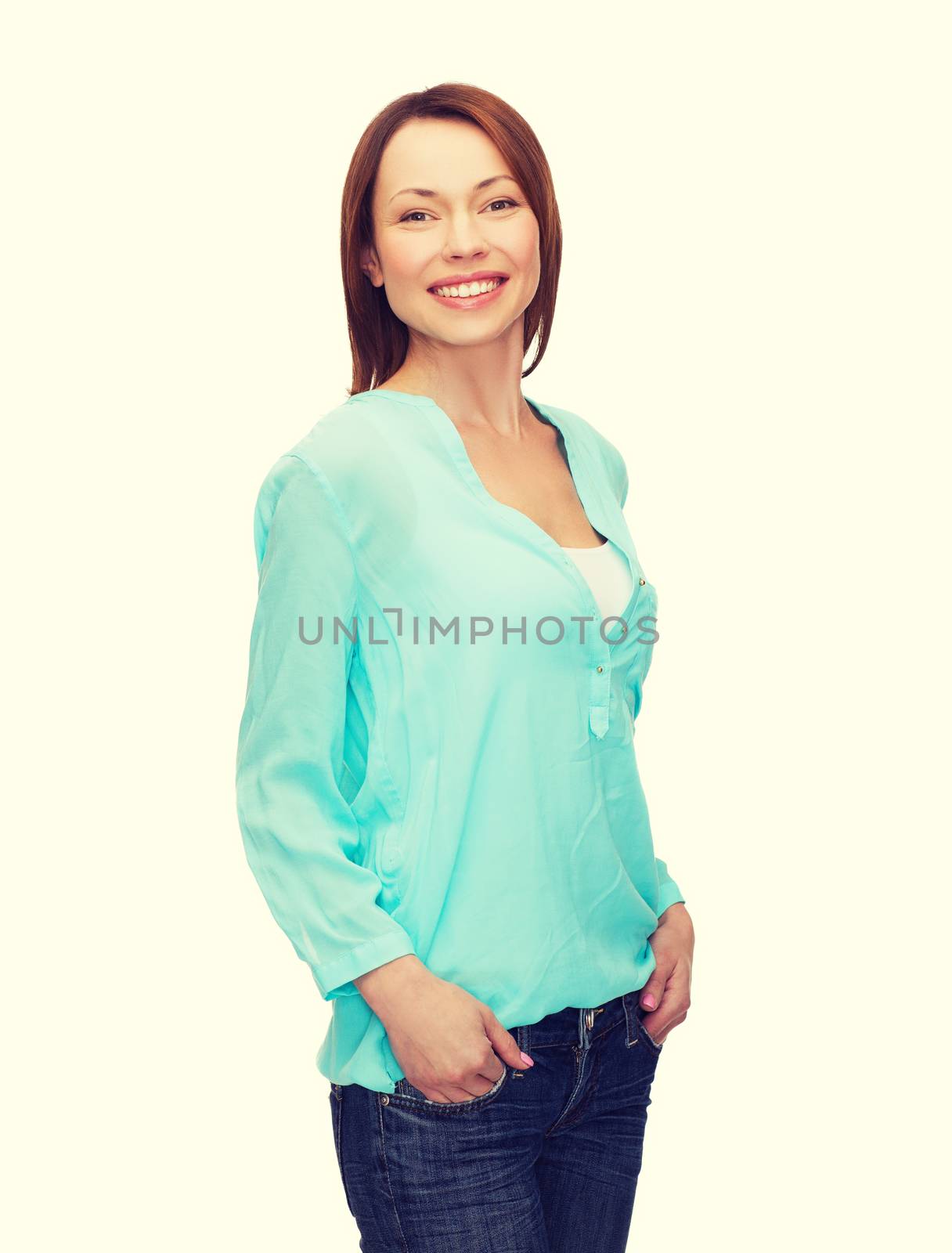 smiling woman in casual clothes by dolgachov