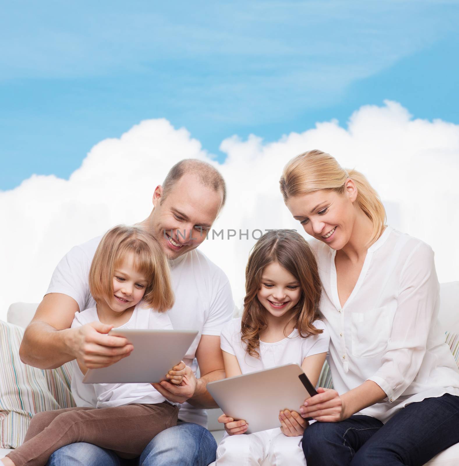 happy family with tablet pc computers by dolgachov