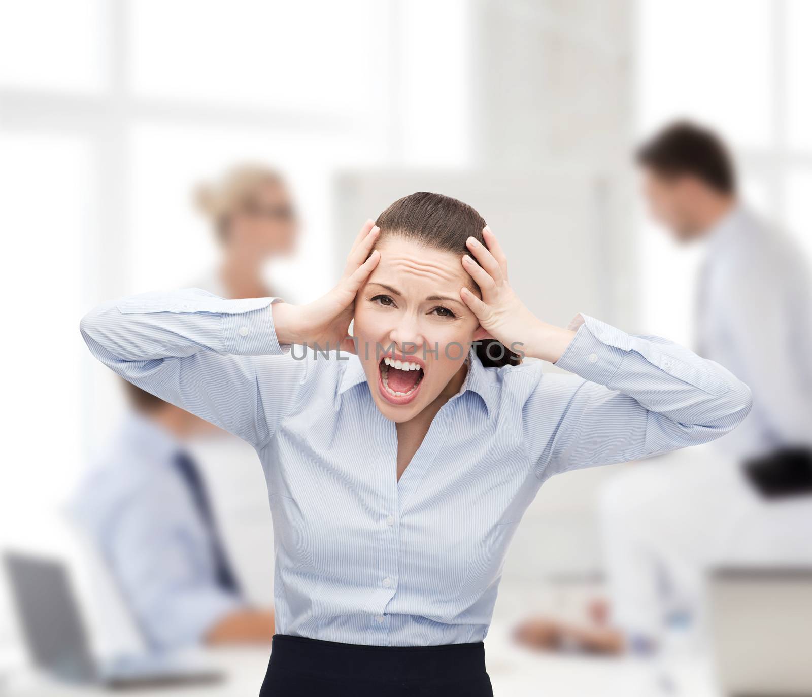 angry screaming businesswoman by dolgachov