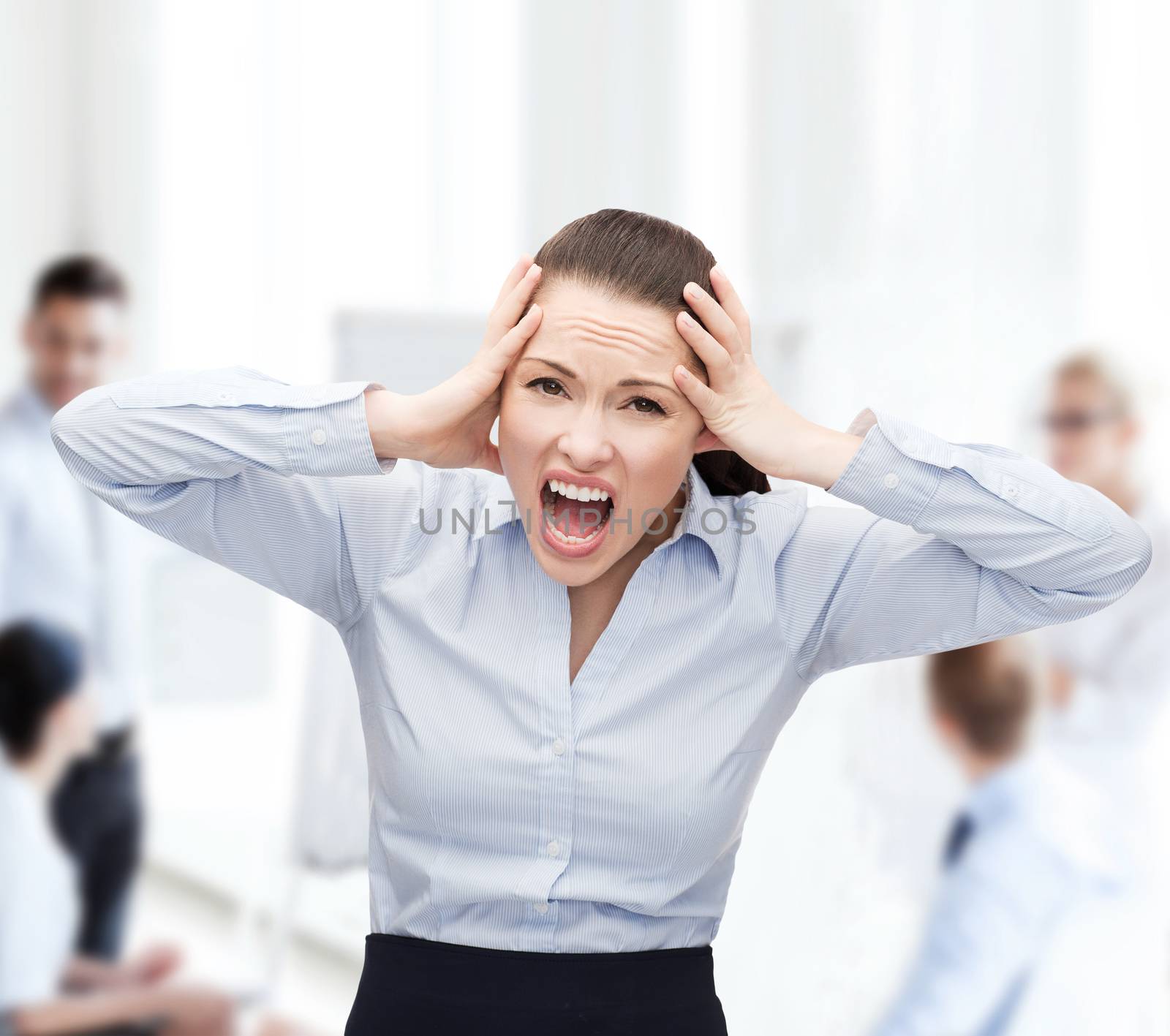 angry screaming businesswoman by dolgachov