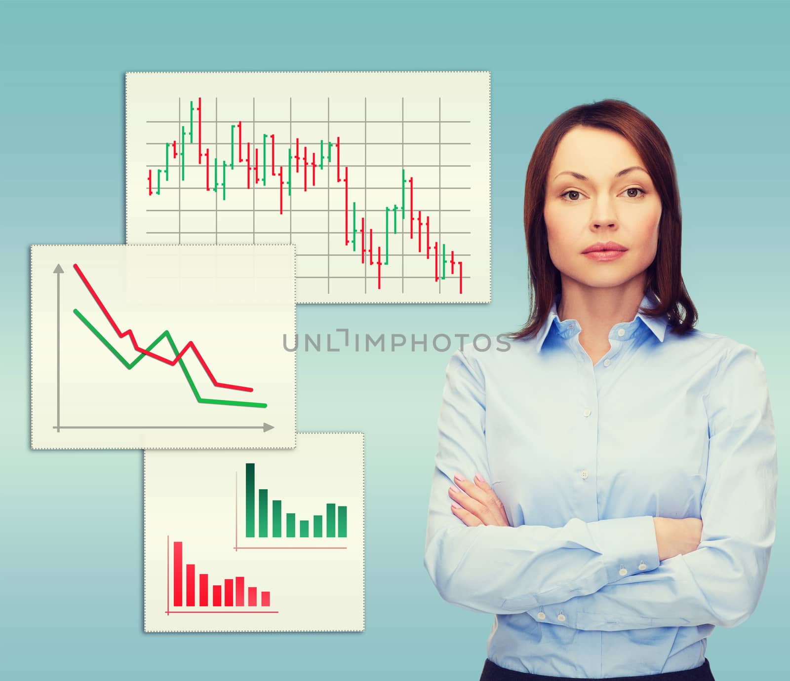 business and education concept - friendly young businesswoman with crossed arms