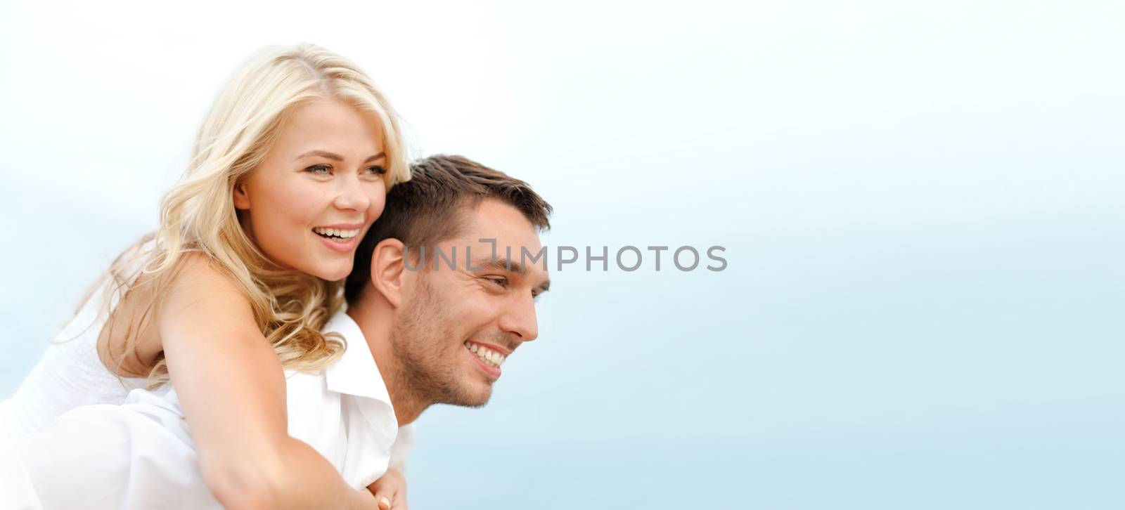 summer holidays, celebration and dating concept - couple at seaside