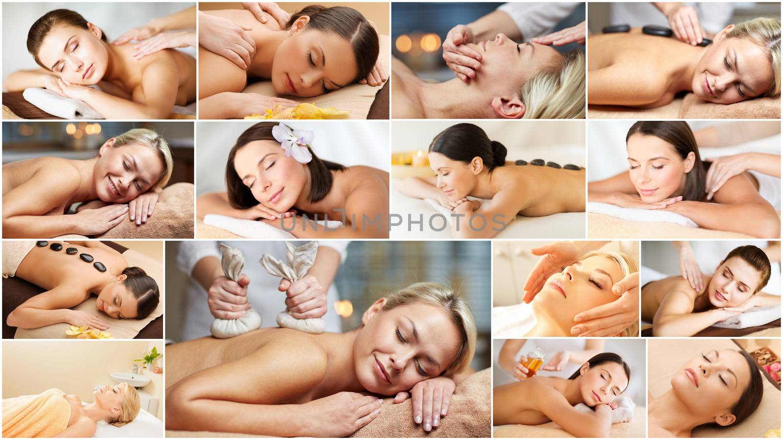 women having facial or body massage in spa salon by dolgachov