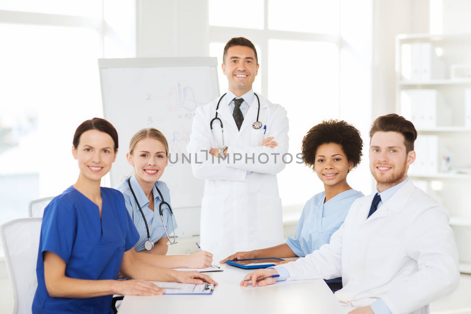 group of doctors on presentation at hospital by dolgachov