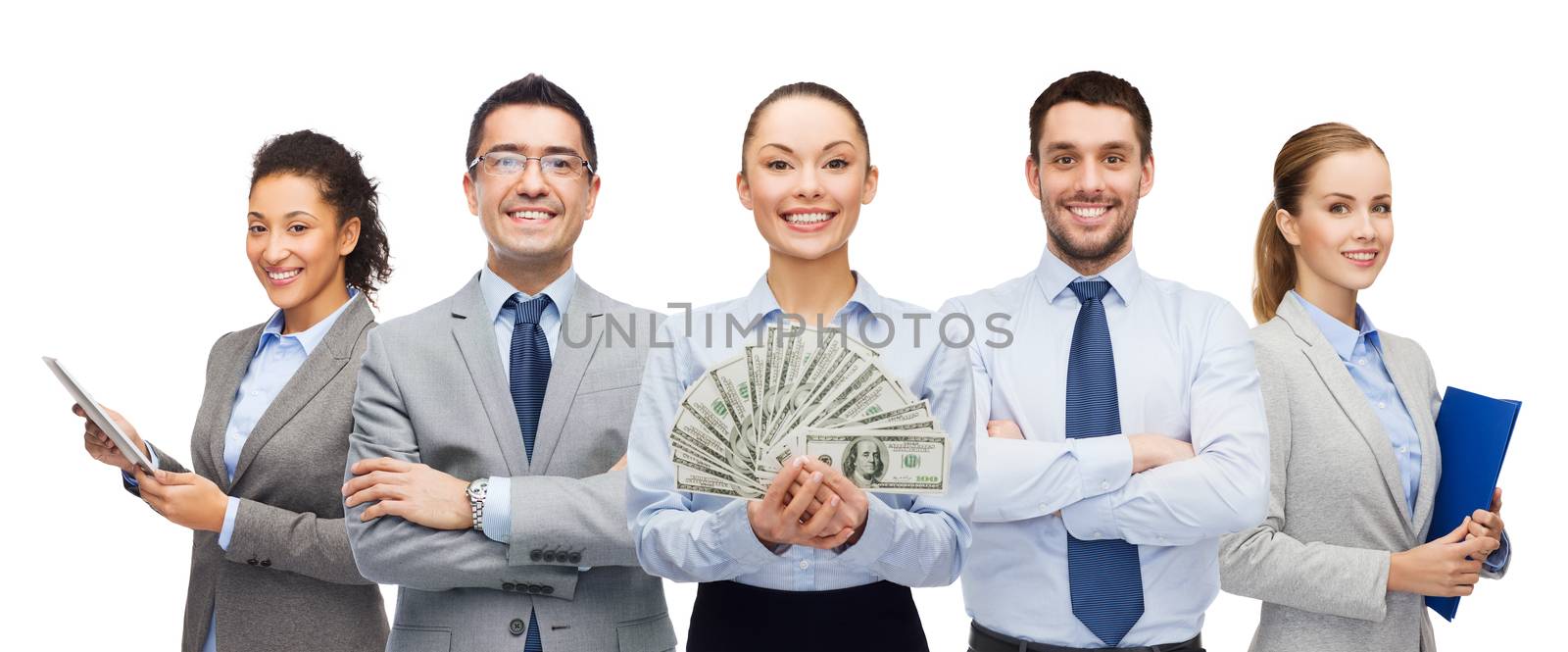 group of business people with dollar cash money by dolgachov