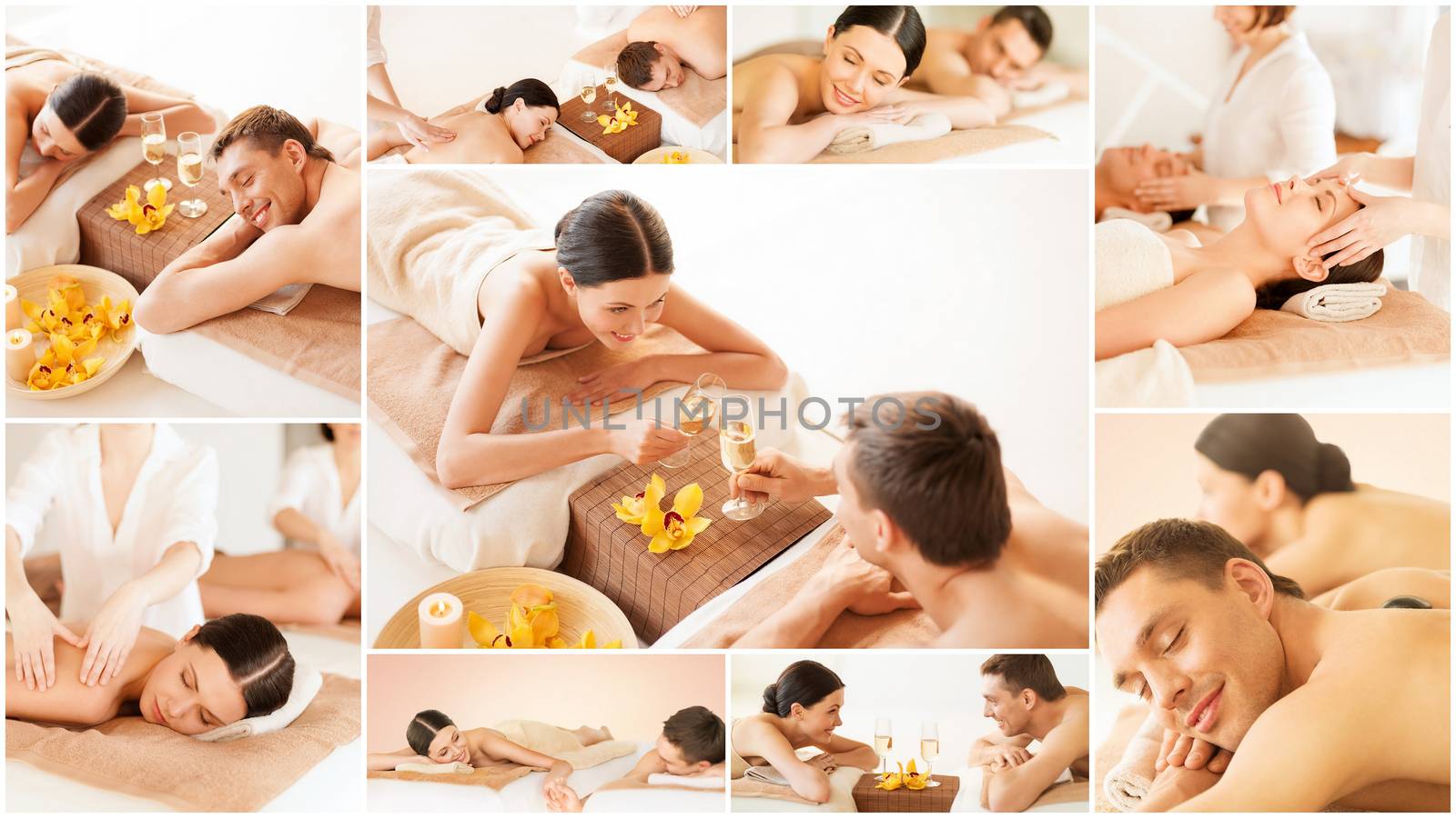 happy family couple in spa salon by dolgachov