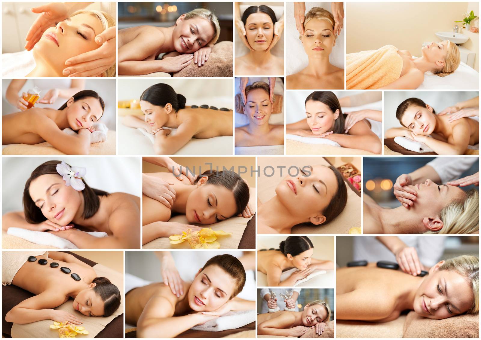 women having facial or body massage in spa salon by dolgachov