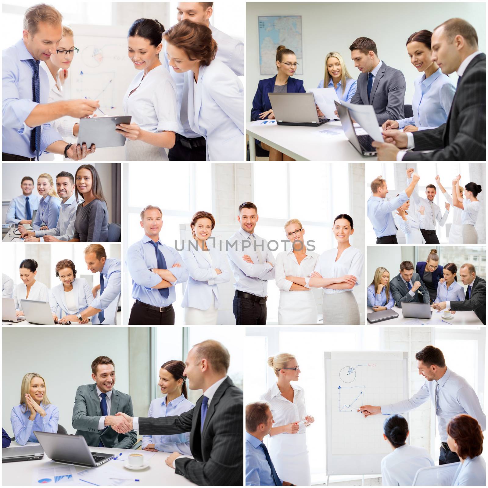 collage with many business people in office by dolgachov