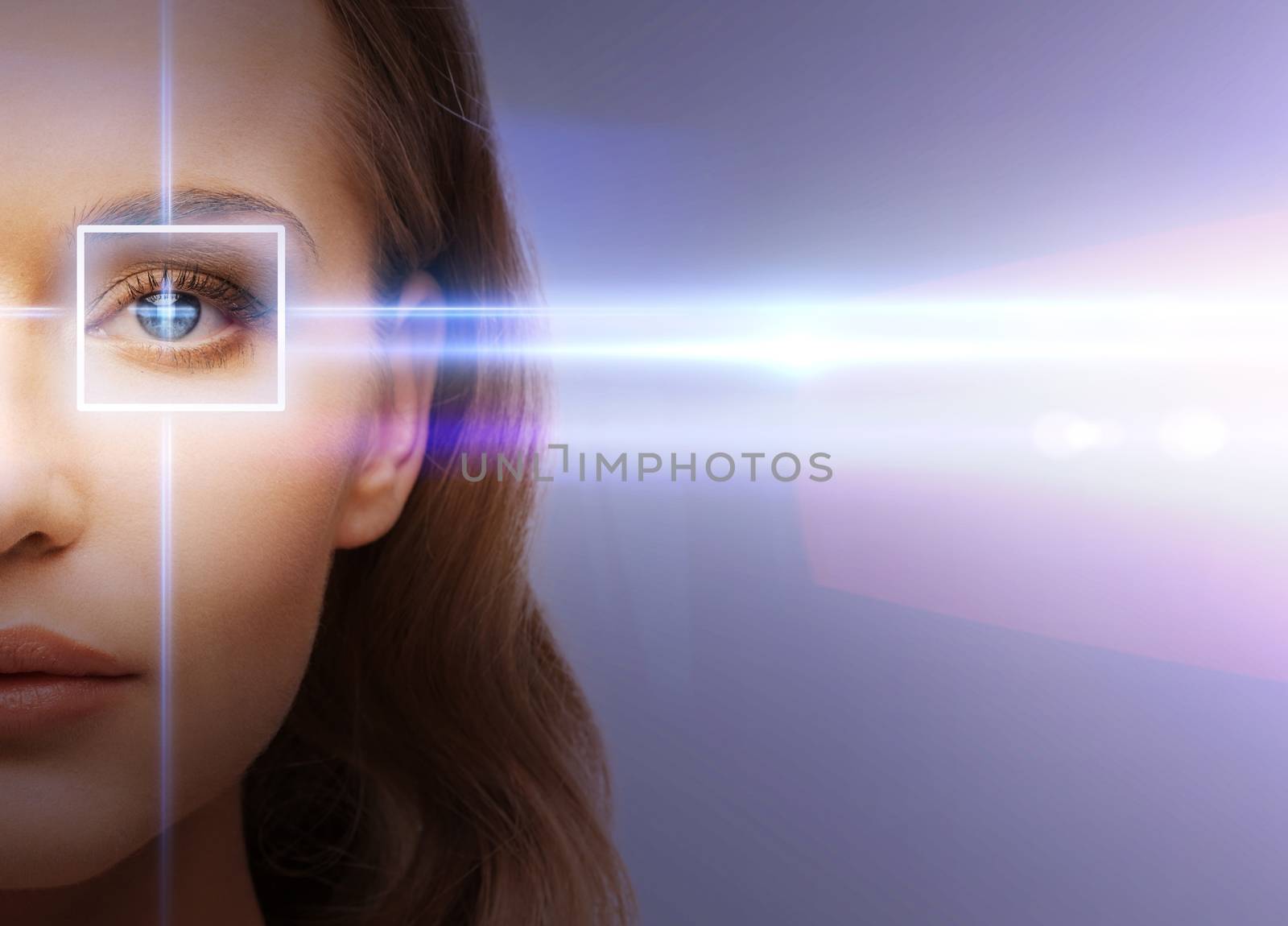 woman eye with laser correction frame by dolgachov