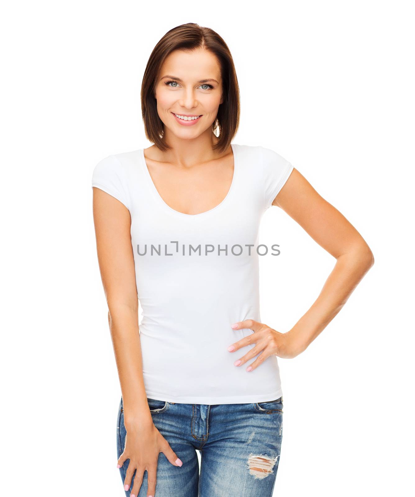 woman in blank white t-shirt by dolgachov