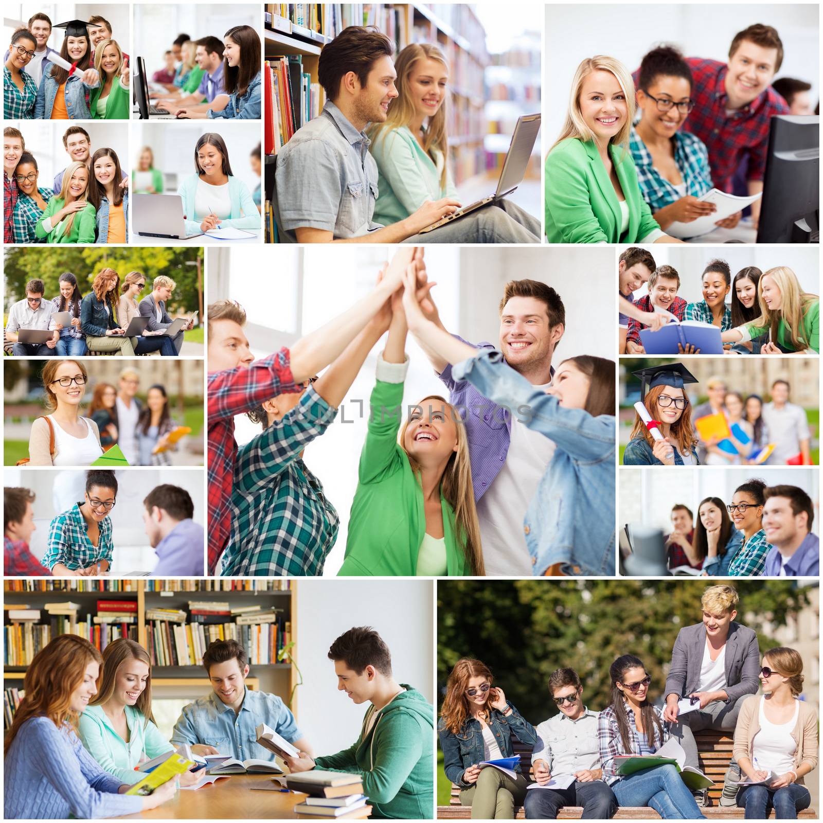 collage with many pictures of college students by dolgachov