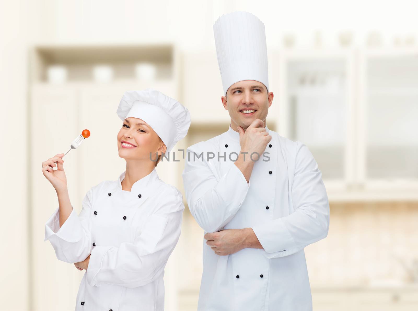 happy male chef cook thinking by dolgachov