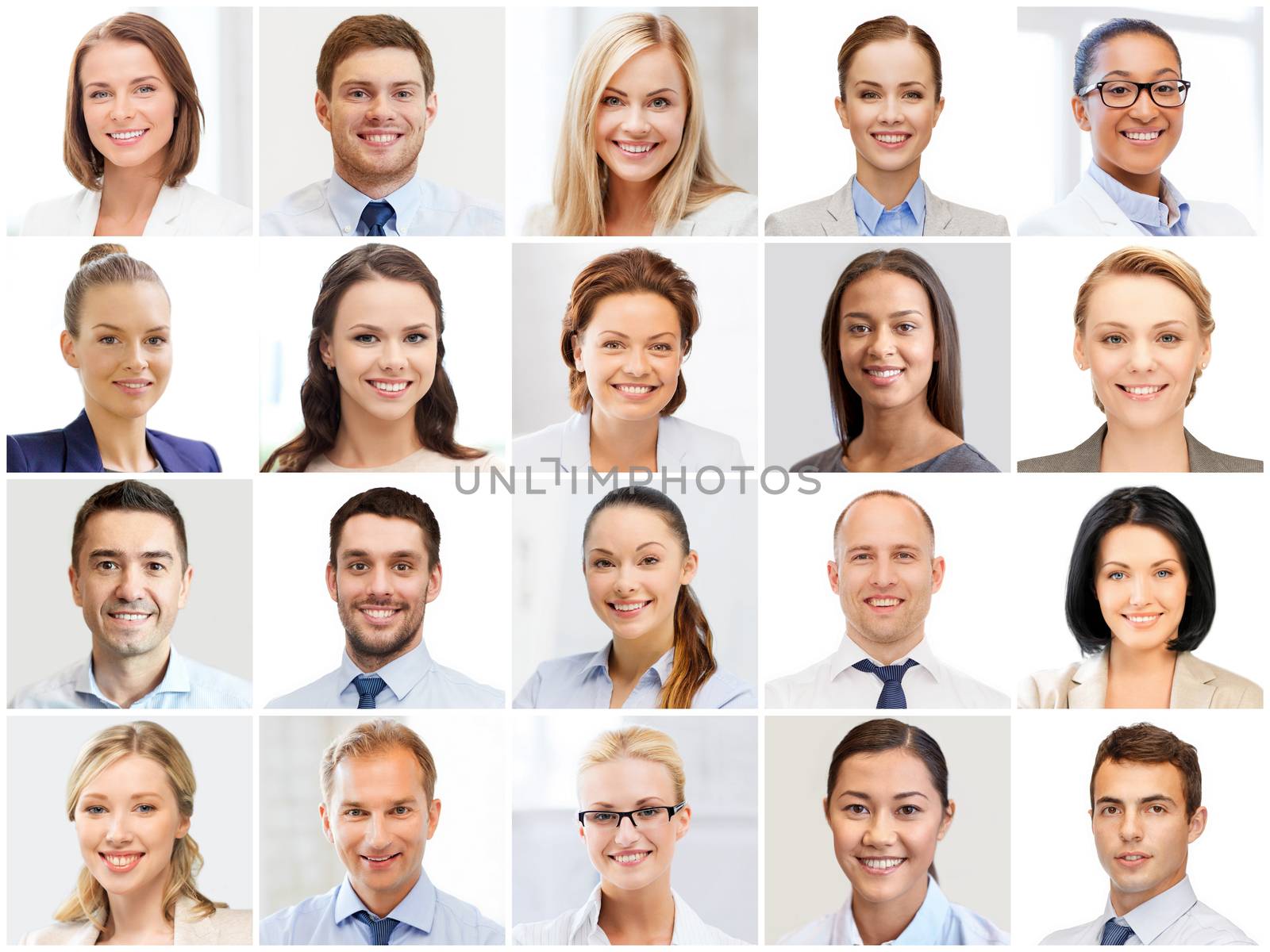 success concept - collage with many business people portraits