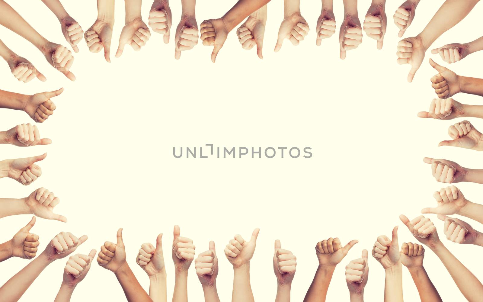 human hands showing thumbs up in circle by dolgachov