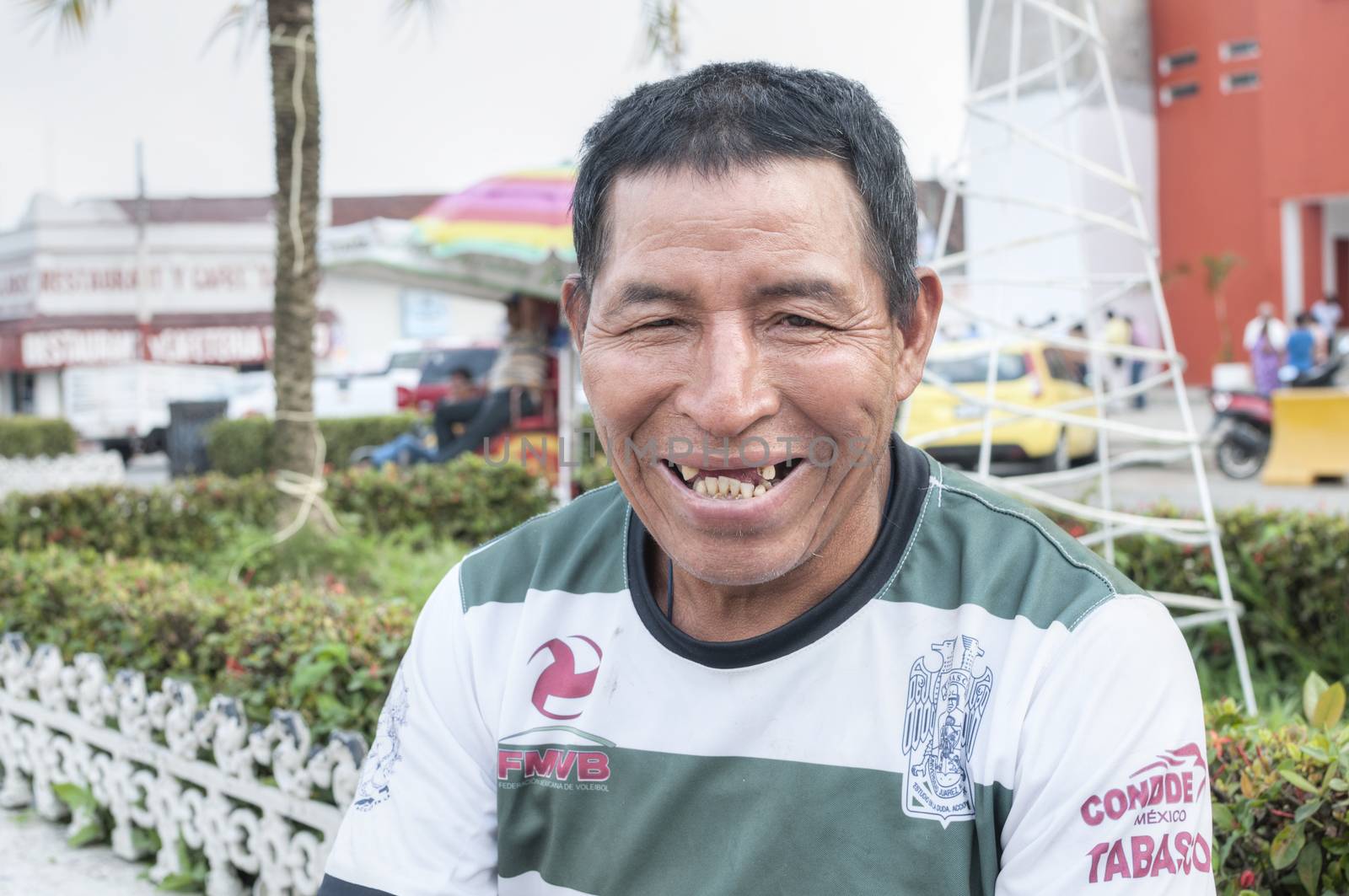 PICHUCALCO, MEXICO - DECEMBER 21, 2015: Tooth decay is a serious and common problem among the indiigenous populations in Mexico, as is evident in the smile of this indigenous man