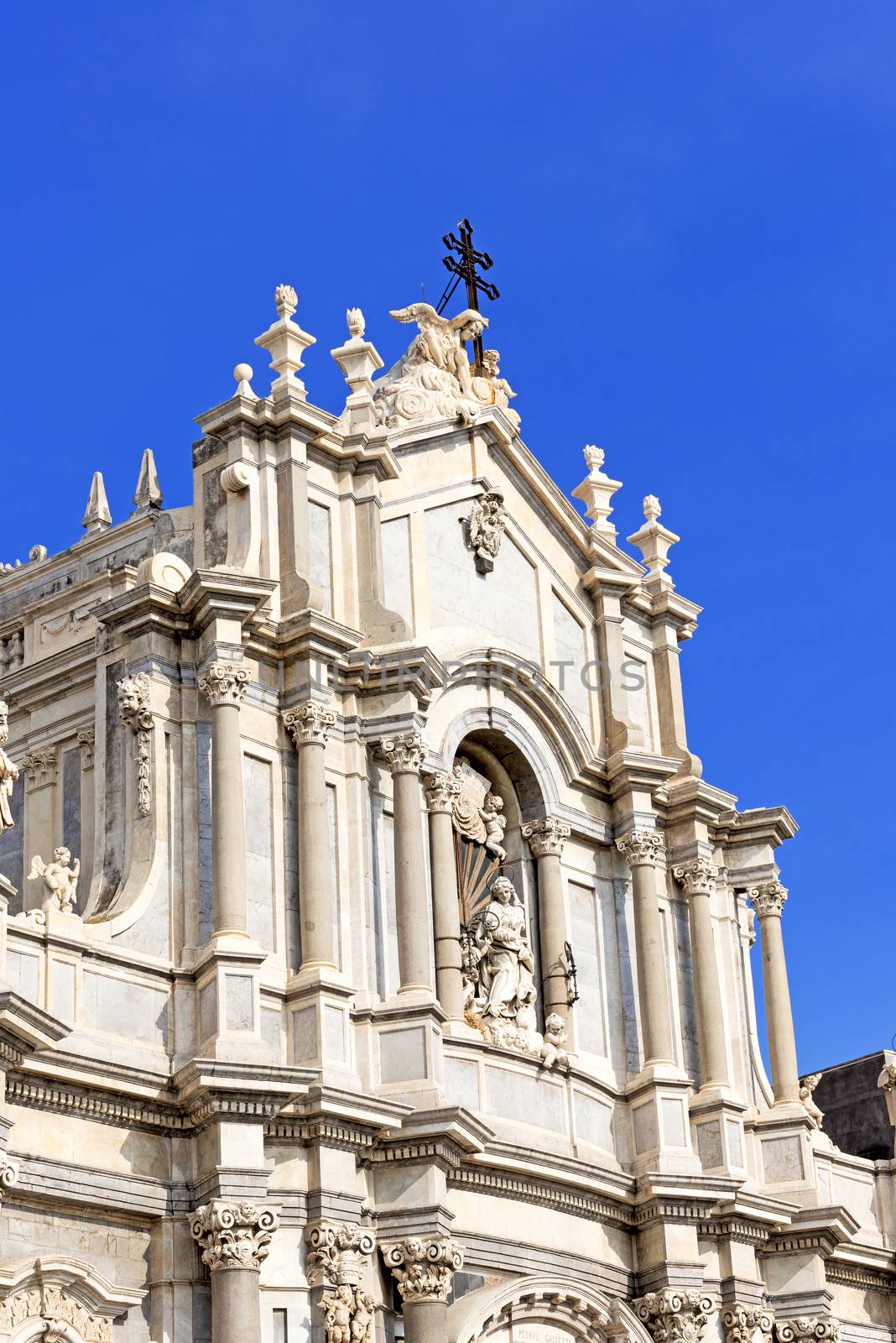 Piazza del Duomo in Catania and the Cathedral of Santa Agatha in Catania in Sicily, Italy