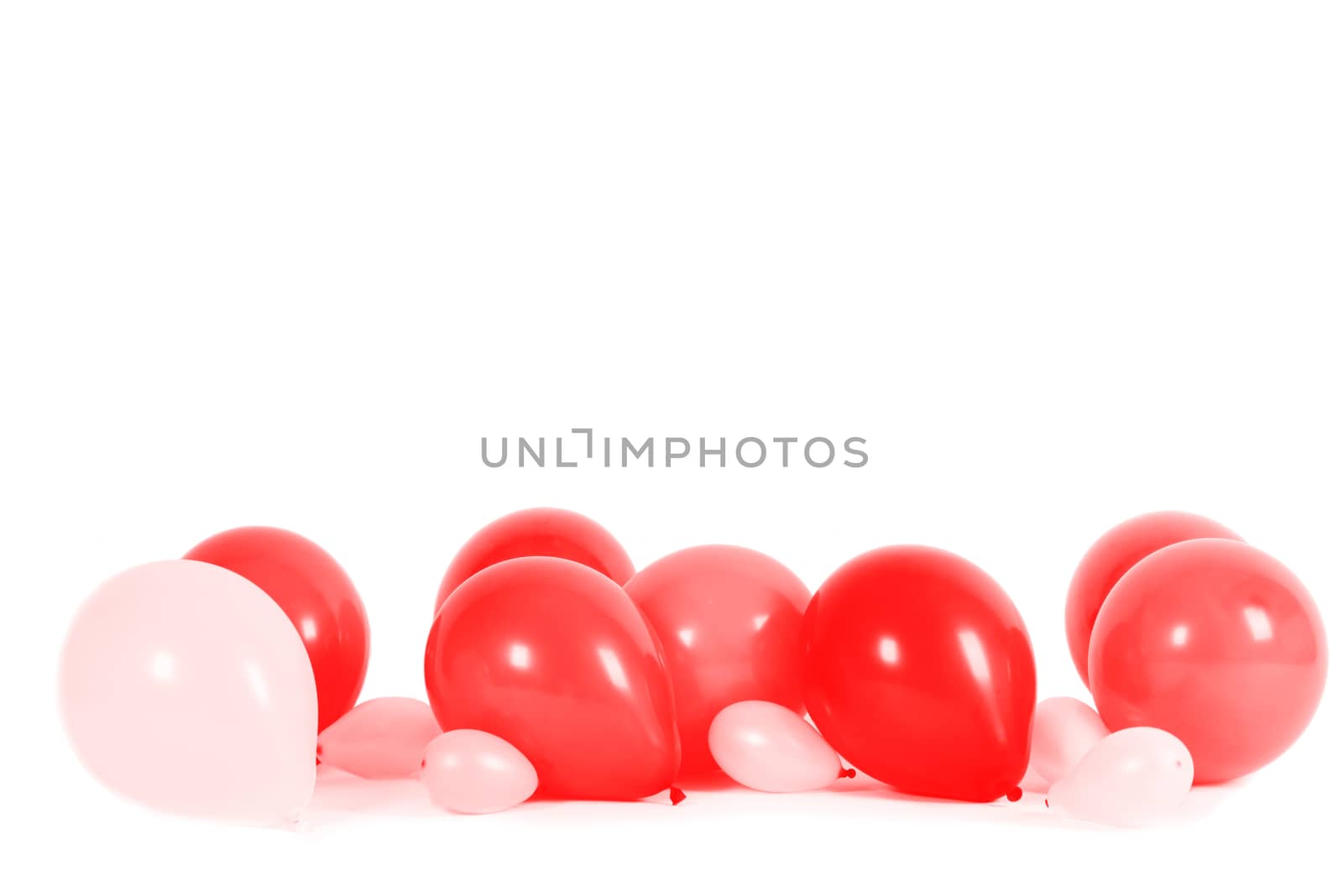 Colourful balloons isolated on white with copy space