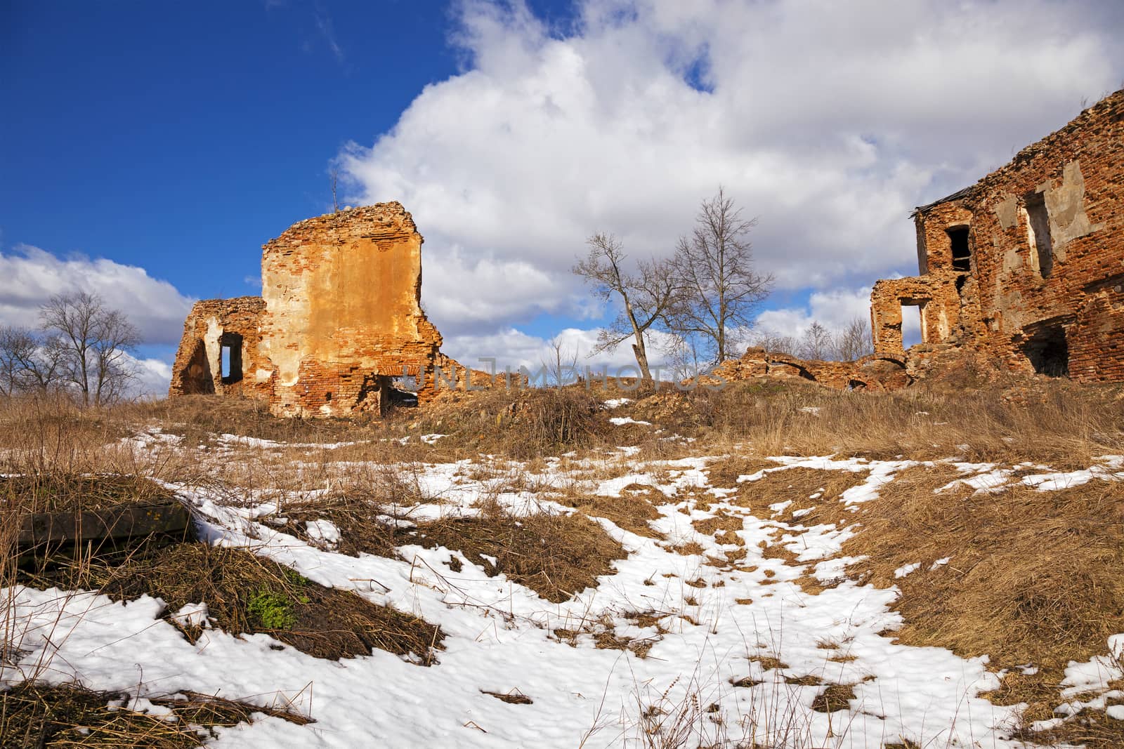  the photo of part of structures. fortress ruins. belarus