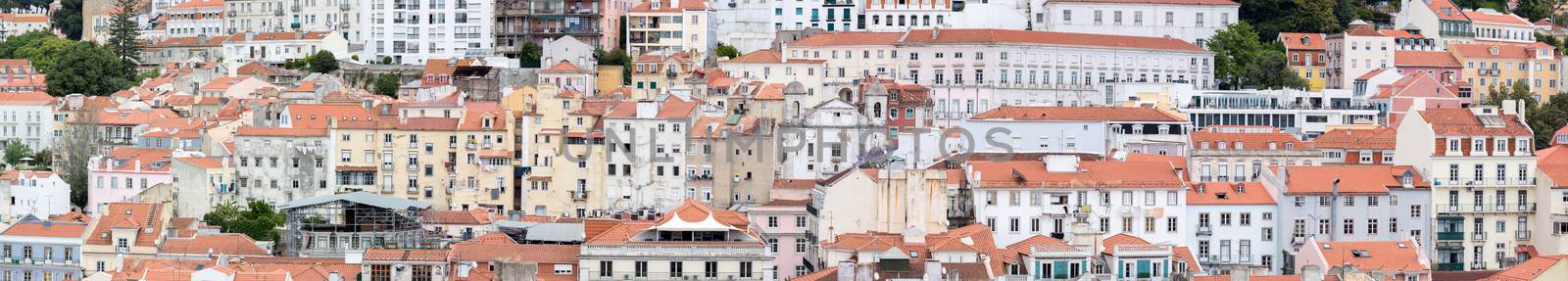 Panorama of Cityscape of Lisbon capital city of Portugal