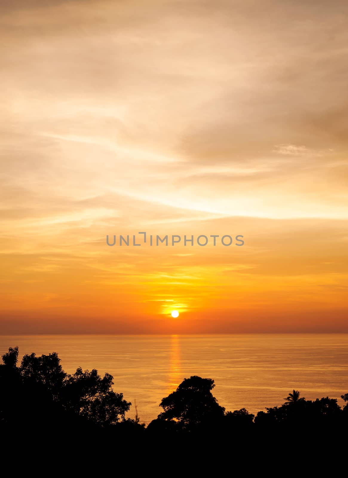 Silhouette with color of the sunset, Phuket view point thailand