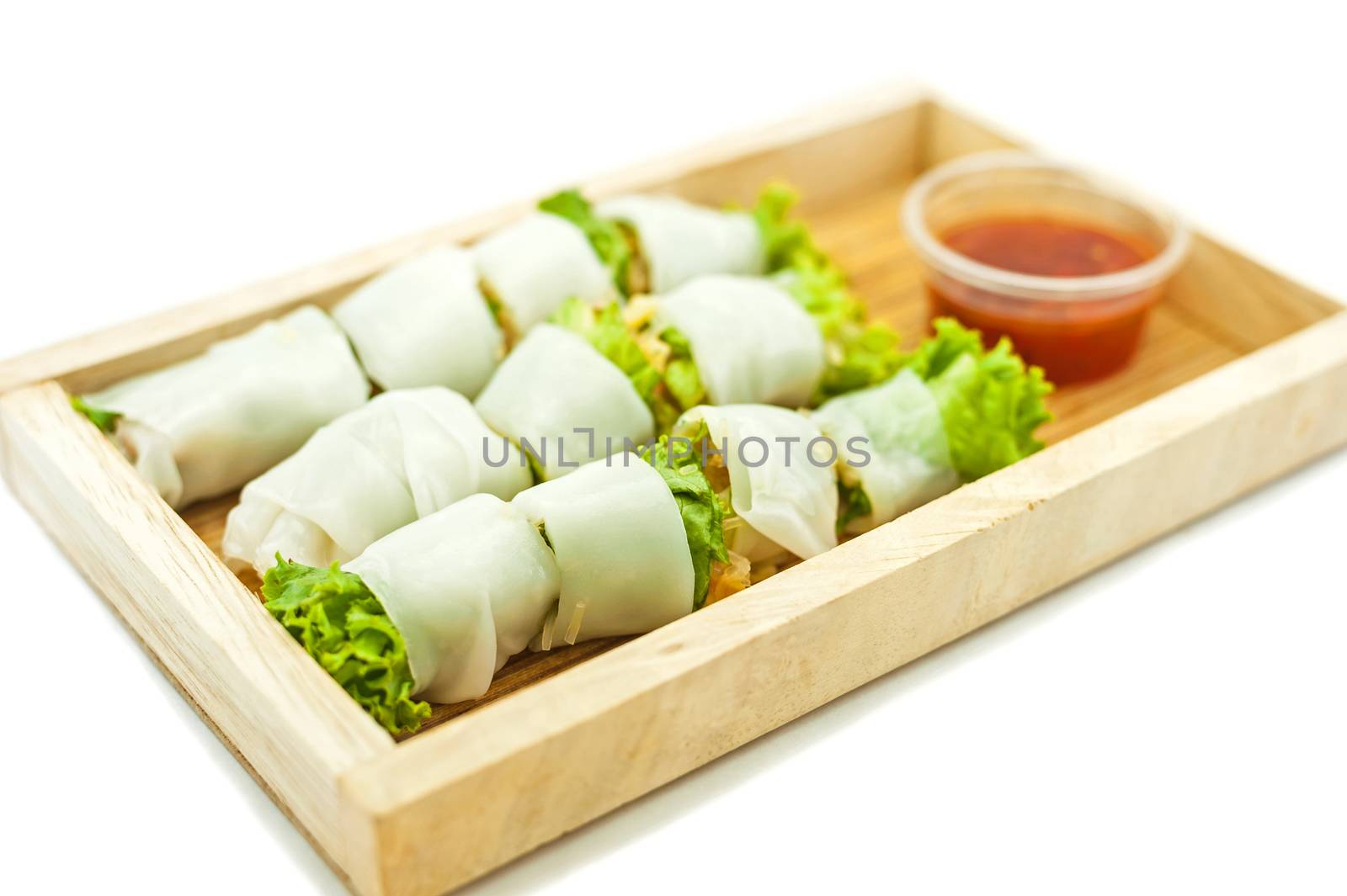 Rice paper wrapped vegetable with vermicelli noodles by jimbophoto