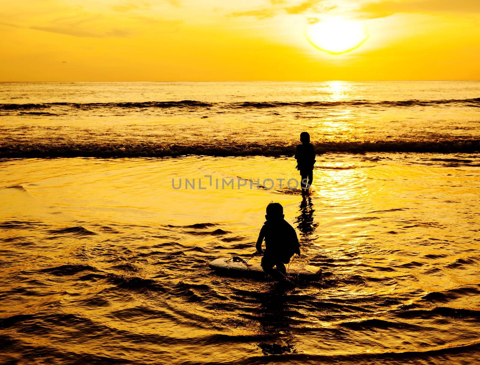 Beautiful nature with color of the sunset, Pathong beach, Phuket Thailand