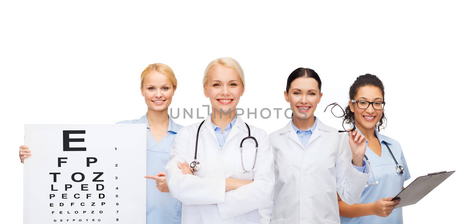 smiling female eye doctors and nurses by dolgachov
